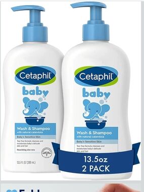 Cetaphil Baby Wash & Shampoo - Blue (13.5 fl oz, 2 Pack)